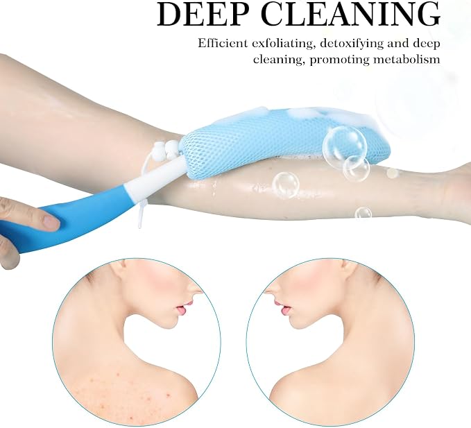 Long Handle Bath Brush Head,Anti-Slip Handled Bath Brush Back Scrubber | Brush Head for Shower, Easy Reach for Seniors, Suitable for Elderly/Pregnant Aid Bathing & Shower(Not Include Brush Handle)