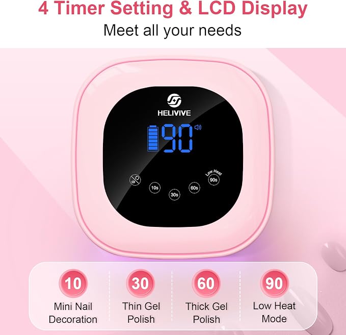 Cordless UV LED Nail Lamp, 80W Rechargeable Nail Dryer Light | 4 Timers, Atmosphere Light & Mirror Base, UV Light for All Gel Nails, Ideal for Training,Nail Art Practice,Home & Salon Use