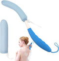 Shower Back Body Brush with Long Handle，15.35"Back Scrubber for Men & Women | Body Brush for Bath with Anti Slip Long Handle,Exfoliating Mesh Sponge Body Scrubber, Removable Curved Back Scrub Brush