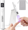 AIRSEE Mini Handheld UV Light with Storage Bag & Display,White-with Stand | Cordless Nail Lamps,2 Timers for Fast Cure All Soft Gels, Especially Rhinestone Glue and Gel Nail Strips at Home,Travel