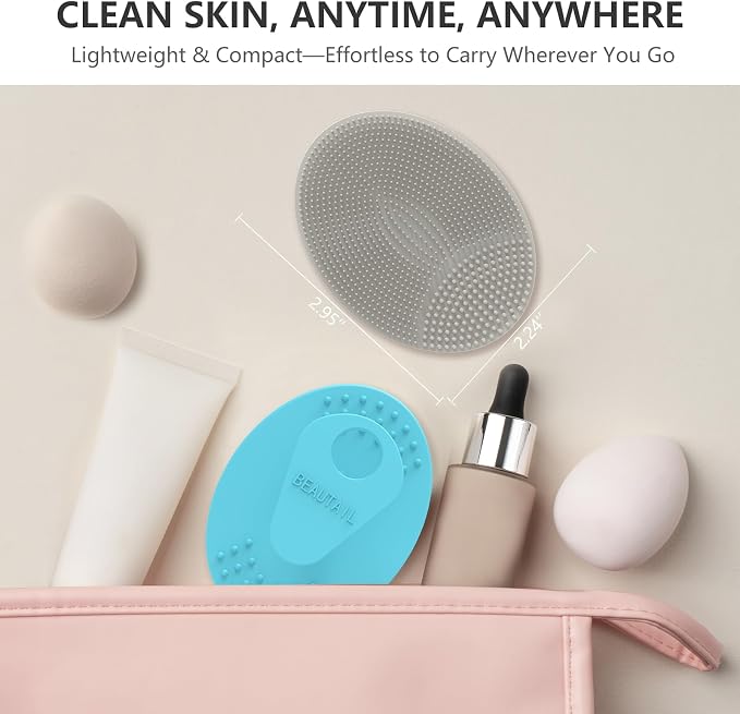 Silicone Face Scrubber 4 Pack, BEAUTAIL Manual Facial Cleansing Brush | Gentle Face Scrubber Exfoliator for Sensitive Skin, Skin Care Exfoliating Face Brush for Men and Women, Assorted Colors