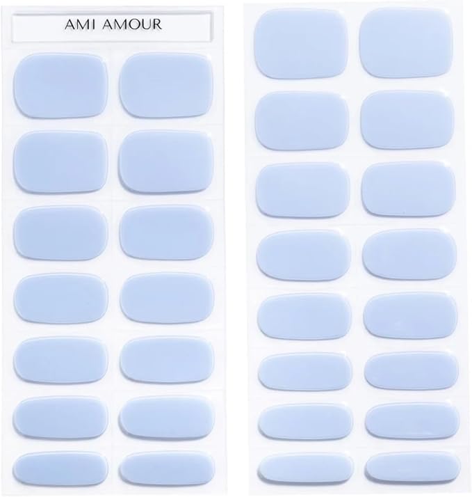 Semi Cured Gel Nail Strips Stickers Wraps | UV Nail Polish that Pops in Color (Blue Moon) for Women & Short Nails & Long Nails (Ami Amour)