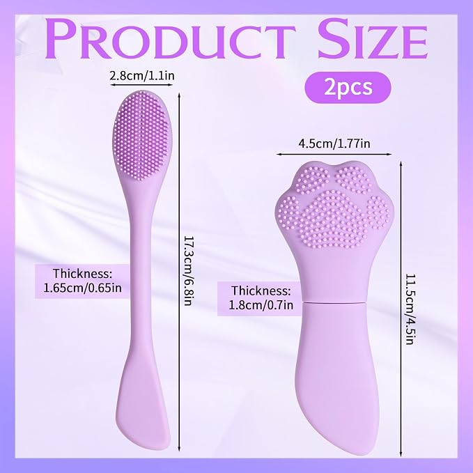 Qianyu Silicone Face Scrubber Exfoliating Black Head Cleansing Remover Tool Mask Massaging Applicator Spatula Brush Makeup Residue Removal Facial Brush for Women Nose Gentle Deep Skin Care (Purple)
