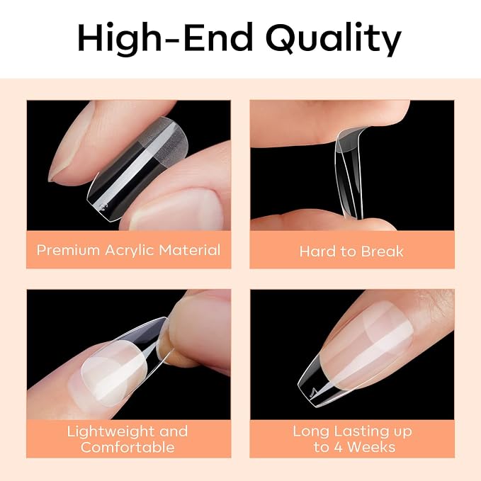Modelones Short Coffin Nail Tips 510pcs Soft Fake Press On Nails Half Matte | Full Cover No Filed Stronger Press on for Manicure Extension Art DIY Salon 15 Sizes