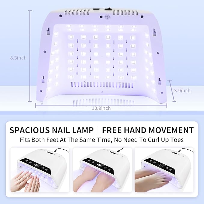2026 Upgraded UV Nail Lamp for Gel Polish, 【4-Timer & Auto Sensor】 Professional Gel Cure Lamp, 【Big Cavity Design】 Advanced Rechargeable Nail Lamp for Travel & Home Manicure