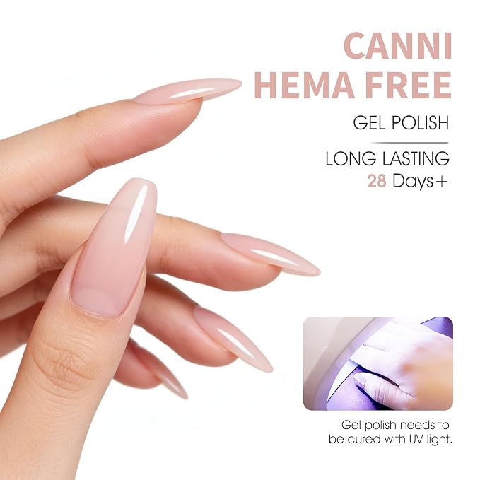 CANNI 9ML Jelly Gel Nail Polish Set, 6 Nude Pink Shades UV LED Soak Off Gel | Smooth Application • Highly Pigmented • Glossy Finish • Long-Lasting Wear • Nail Art • Salon DIY Manicure • Easy Application