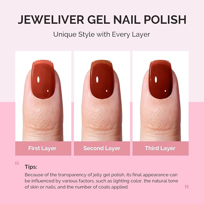 MelodySusie Jeweliver Gel Nail Polish, 0.5Fl.oz Gel Polish Brown Color Soak Off UV LED Light Cure Gift for Women Manicure Nail Art DIY at Home B6202