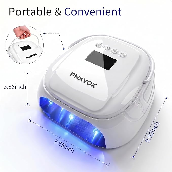 126W Rechargeable UV LED Nail Lamp, Gel Light Polish Dryer for Nails | Cordless UV Light for Nails with LCD Display, 4 Timer Setting and Auto Sensor, Nail Cure Light with Removable Bottom (White)