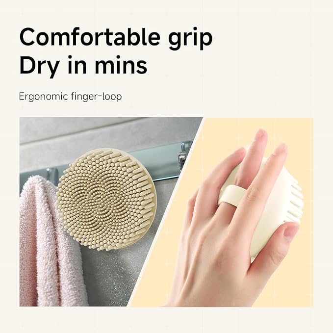 Silicone Body Scrubber for Shower - Food-Grade Ultra-Soft Silicone Body Scrubber exfoliator for Women Bath & Massage, Easy-to-Grip, Deep Clean & Relaxing Body Brush