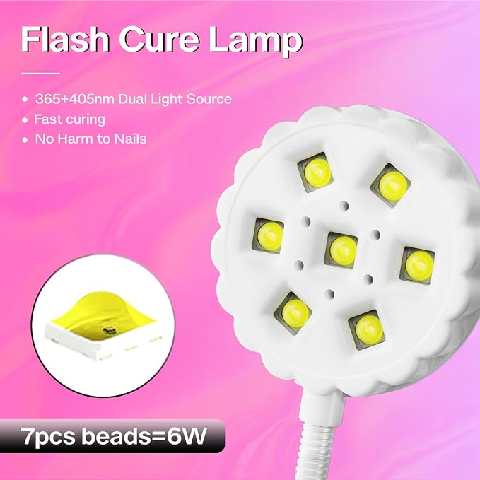 LIORA UV LED Nail Lamp: Portable USB 6W Flexible Gooseneck Desk Lamp with Clamp, Flash Cure Gel Nail Dryer for Home DIY & Salon Use