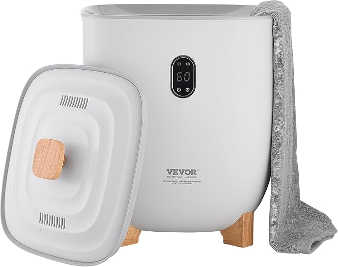 VEVOR Towel Warmers for Bathroom, 25 L Towel Warmer Bucket with Auto Shut Off for Spa Fits up to 5 Oversized Towels, Blankets, Clothes, Bathrobes, PJ's and More, Gray