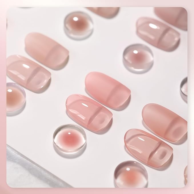 GAOY Jelly Gel Nail Polish Set, 6 Colors Nude Milky Pink Sheer UV Gel | Buildable Color, Natural Nails, UV Lamp Required, Long Lasting, Easy to Apply, Salon Manicure at Home