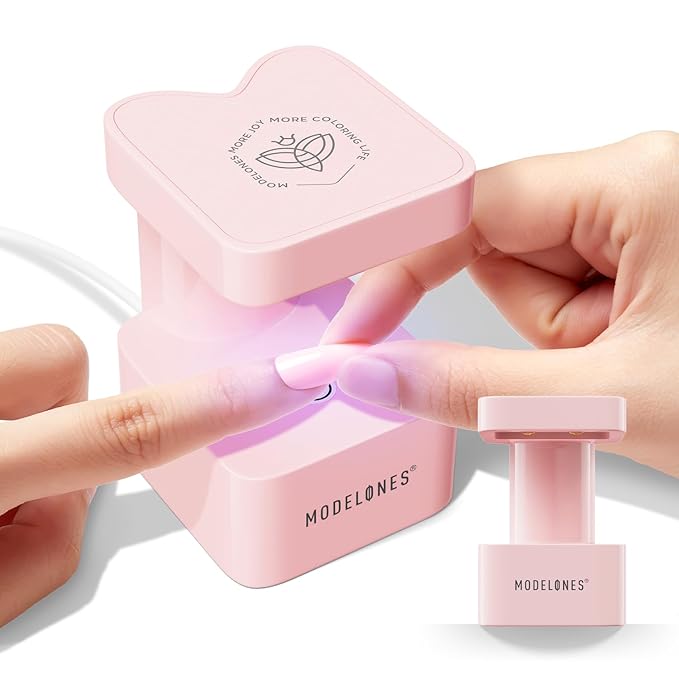 modelones Mini UV Light for Gel Nails Flash Curing 2 Timers | Pink UV Light for Gel Nails Fast Extension System, Portable Manicure UV LED Light for Gel Nail Polish DIY Nail Art