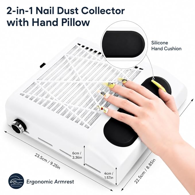 Biutee Nail Dust Collector 80W Adjustable Power Suction Nails Dust Vacuum | Nail Dust Cleaner with 2 Reusable Filter Nail Vacuum Cleaner Fan for Acrylic Nails Manicure Salon Home Use