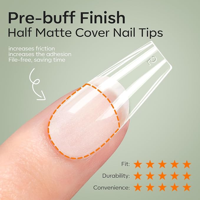 modelones X Nail Gel Kit Medium Coffin, 9-in-One Nail Glue UV Light | 216Pcs 12Sizes Pre-Etched Press ons Fake Acrylic Extension Kit DIY Salon Gift