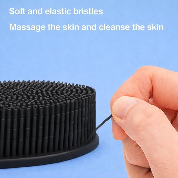 All-in-One Exfoliating Shower Brush – Gentle Silicone Loofah for Sensitive Skin with Dual-Purpose Scalp Massage for Spa-Quality Showers Daily (1pck) - Black