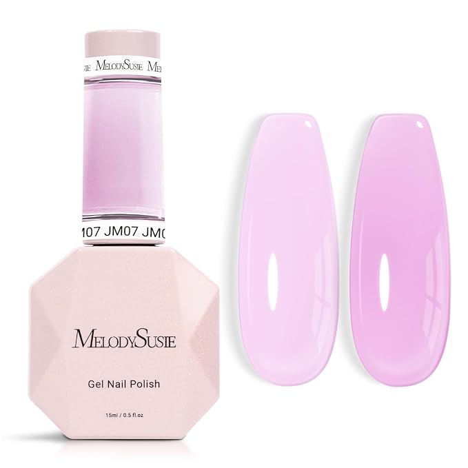 MelodySusie Jeweliver Gel Nail Polish, 0.5Fl Oz Pink Puprle Jelly Gel Polish Sheer Translucent Nude Soak Off UV LED Light Cure Spring Summer Colors Manicure Nail Art DIY at Home JM07