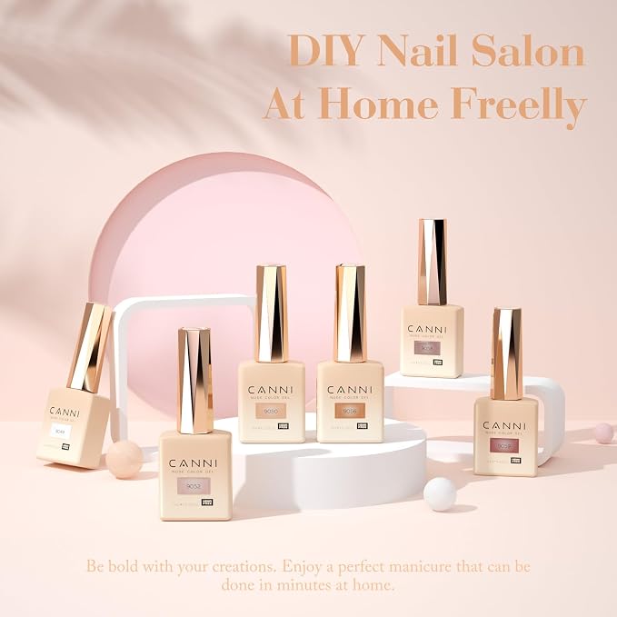 CANNI 9ML Jelly Gel Nail Polish Set, 6 Sheer Nude Shades UV LED Soak Off | Smooth Application • Highly Pigmented • Glossy Finish • Long-Lasting Wear • Nail Art • Salon DIY Manicure • Easy Application
