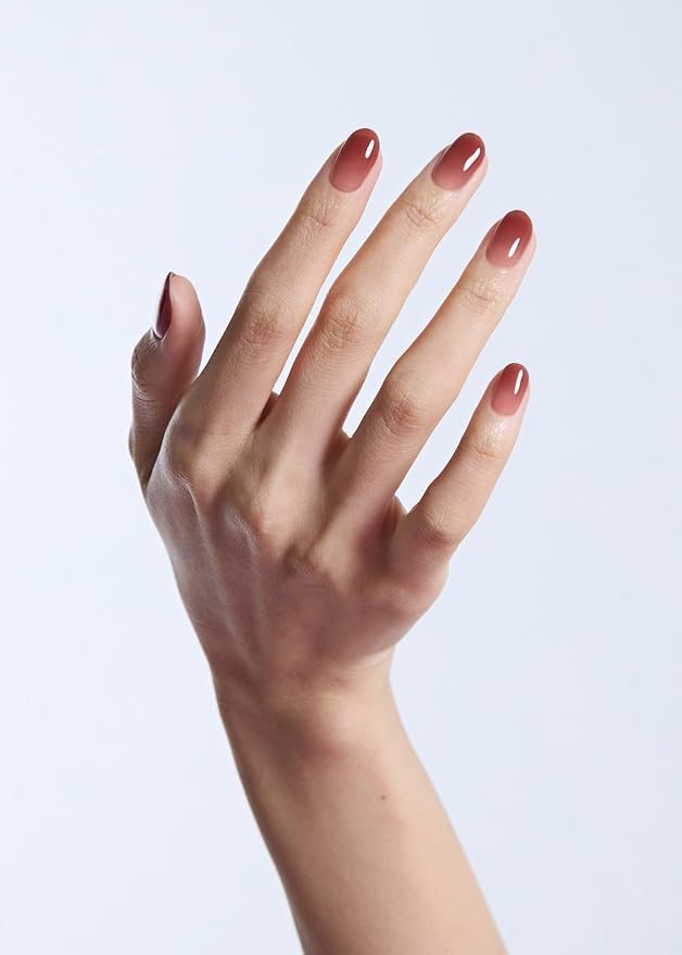 ohora Semi Cured Gel Nail Strips (N Fig Jam) - Pink, Ombre, Works with Any UV/LED Lamps, Salon-Quality, Long Lasting, Easy to Apply & Remove - Includes 2 Prep Pads, Nail File & Wooden Stick