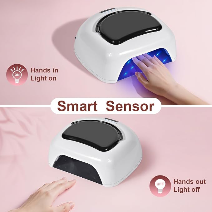 Professional Rechargeable 96W UV LED Nail Lamp, Cordless Nail Dryer with 4 Timer Settings, Smart Sensor, Removable Metal Base Fast Curing Lamp for Salon and Home,White&Black