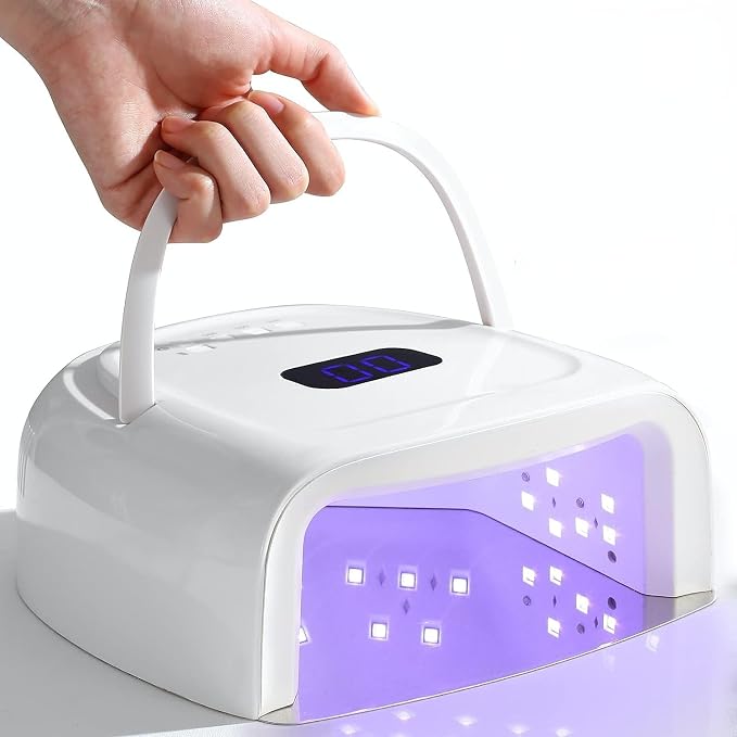 60W Rechargeable UV LED Nail Lamp, Faster Wireless Nail Dryer Gel Light | 42 Beads & Portable Handle, Professional Curing Lamp for Fingernail and Toenail (White)