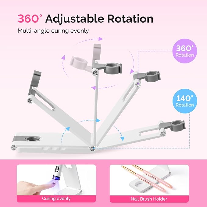 MelodySusie White Handheld UV Light with Stand and Rhinestone Glue Kit | Cordless Spot Cure All Soft Gels 20s/60s Timer 450mAh Battery, Super Strong Gel Nail Glue Nail Art Design