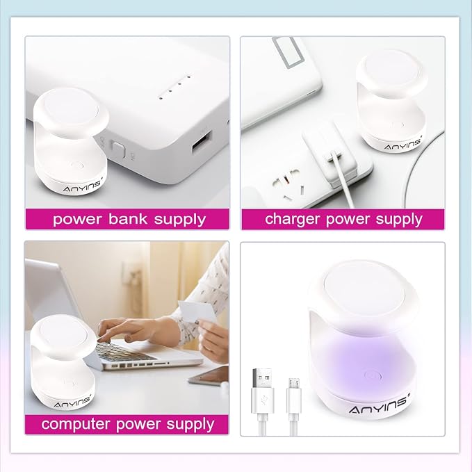 Mini UV Light for Gel Nails, UV Light for Nails ANYINS Nail Lamp Portable UV Nail Lamp 16W UV Lamp Professional UV Lamp for Gel Nails Innovative Nail Dryer for Nail Art（White）