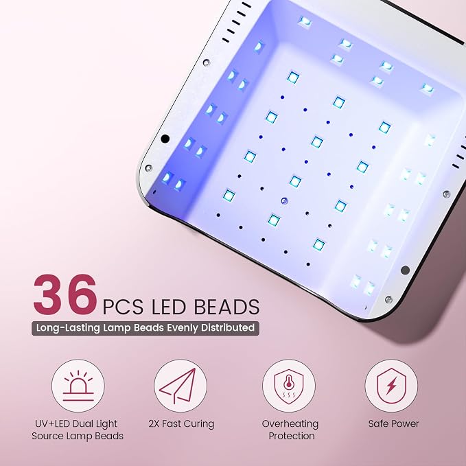 Lavinda 48W Nail Lamp, Rechargeable Cordless UV Light for Gel Nails LED Nail Dryer with Auto Sensor, 4 Timer Settings & LCD Display, Fast Curing Light All Gel Polish for Home&Salon (NovaGlow Black)
