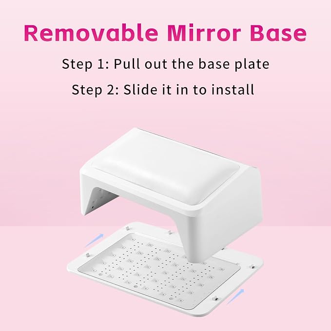Missshine UV Nail lamp 72w 66 Dual Source Beads, Large Space uv Light for Gel Nails with Tilting Hand Pillow and Smart Touch Screen, Mirror Removable Base Nail lamp with 4 timers and Built-in USB