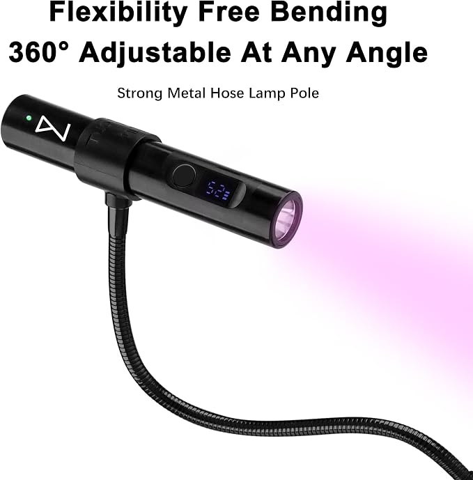 M - GlamCure GO Nail Flash Cure Lamp with Focus Beam Technology, Touch Screen - LED & UV Nail Light - Curing Lamp for Gel Nails, Acrylic, Builder - Both Portable & Adjustable (Black)