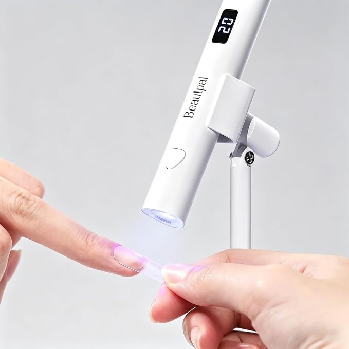 BEAUTPAL Handheld UV Light for Nails Mini Nail Dryer LED Light with Magnetic Stand, LCD Screen - Cordless Rechargeable USB Gel Nail Lamp Fast Curing for Home DIY Manicure