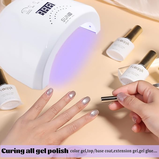Fcozpjk UV LED Nail Lamp, 48W Nail Dryer for Gel Polish with 30 Beads 4 Timers Smart Sensor Fast Curing Home Manicure Professional Salon Nails Art Tools Supplies