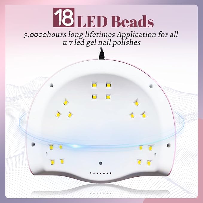 UV LED Nail Lamp 54W, Professional Nail Dryer Gel Polish Light, UV Light with 3 Timer Setting, Curing Gel LED Dryer, Art Tools with Automatic Sensor, LCD Display