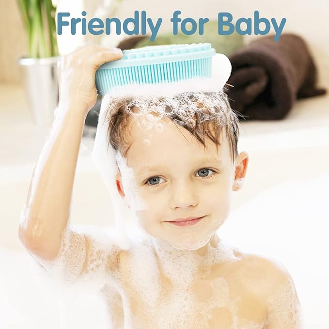 3 Pack Silicone Body Scrubber, Soft Silicone Loofah Exfoliating Body Scrubber, Silicone Body Brush Bath Shower Scrubber for Body, 2 in 1 Bath and Shampoo Wash Brush for Skin Exfoliation Men Women