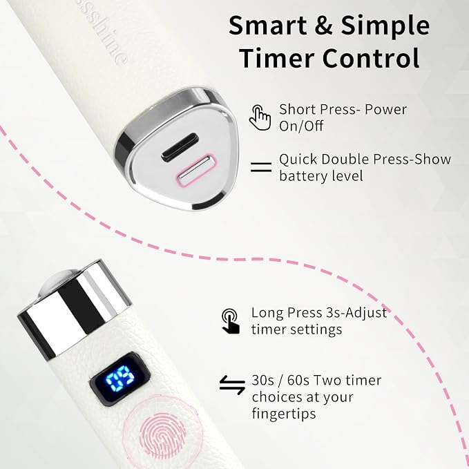 Missshine UV Light for Nails Handheld Cordless Nail Lamp,Rechargeable Nail Dryer with LED Display,Fast Curing Goosenecks Lamp with Auto Sensor DIY at Home (White)