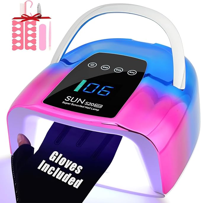 UV LED Nail Lamp Cordless,128W Portable Rechargeable UV Light for Gel Nails, Professional Gel Light Dryer with 3Timers Auto Sensor Nail Machine Curing Lamp for Salon & Home