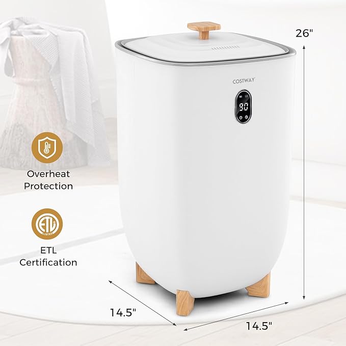 COSTWAY Towel Warmer for Bathroom, Upgraded Towel Heater with 2 Fragrant Disc Holders, Blanket Warmer with 4-Level Timer, Auto Shut Off, Fits 4 Oversized 45" x 70" Towels, Bathrobes & PJ's (40L)