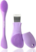 Silicone Face Scrubber Black Head Remover for Face- Appliances for Removing Make-up for Deep Cleansing Blackhead Remover Tools Face Spatula Makeup Removal Washing Brushes Pore Cleaner (Purple)