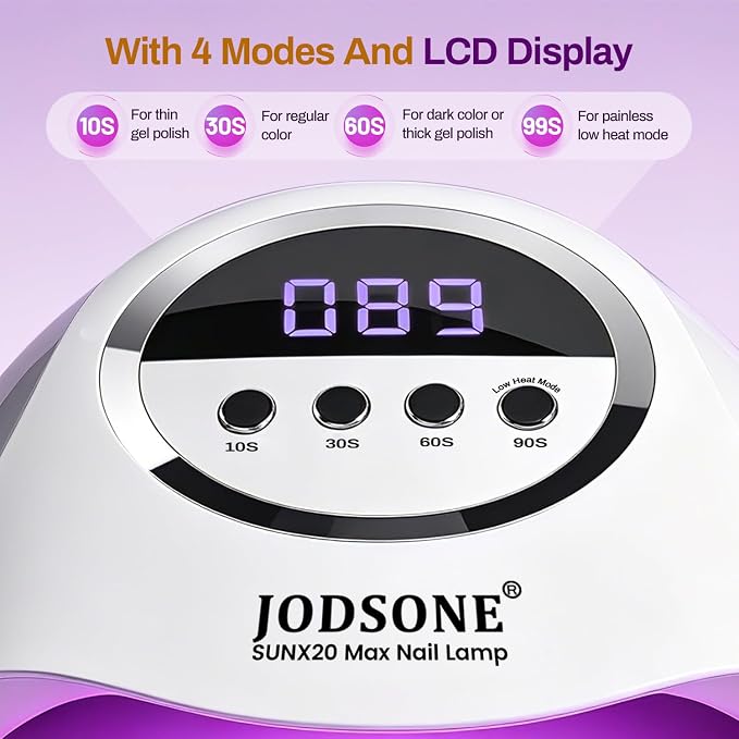 JODSONE U V LED Nail Lamp 320W, Nail Dryer for Gel Polish, Gel Nail Lamp with 72 Light Beads, Led Nail Light for Nails with Automatic Sensor & 4 Timers