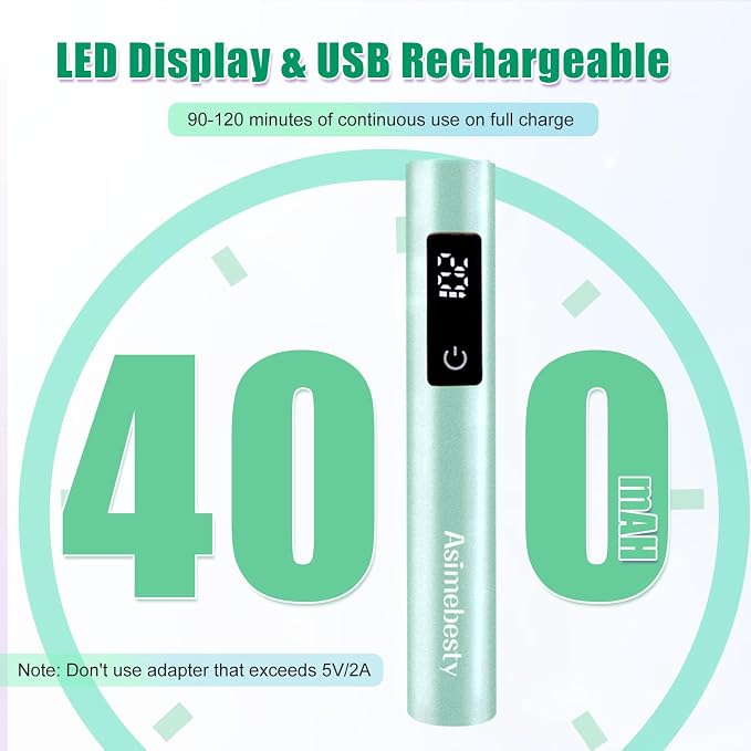 UV Light for Gel Nails, Mini UV Nail Lamp Hand held with Stand | Portable Small Nail Dryer Light for Gel Polish with 3 Timers, Rechargeable Cordless UV Light Nail for Fast Curing, Green