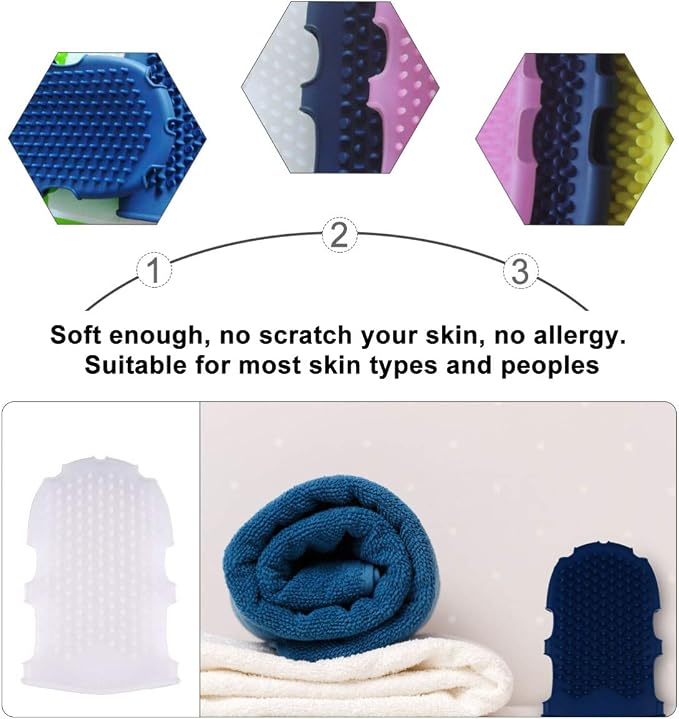 COHEALI 2 Pcs Silicone Massage Glove Bath Massage Brush for Shower Exfoliating Body Scrubber Mitt Soft Hand Fit Design 6.69 X 3.93 X 0.78 in
