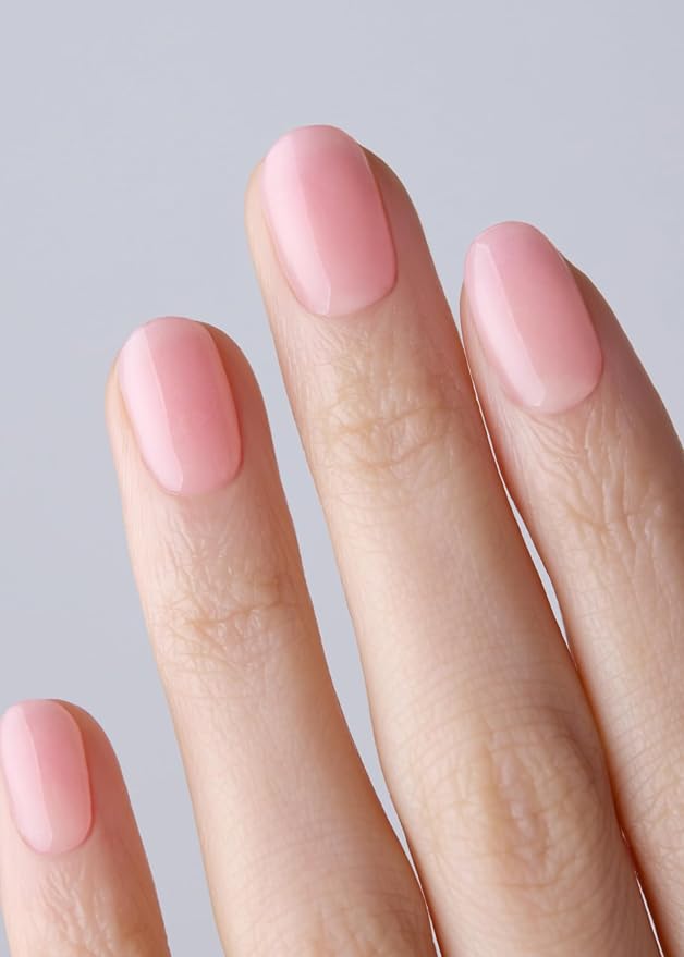 ohora Semi Cured Gel Nail Strips (N Clean Girl) - Pink, Jelly, Works with Any UV/LED Lamps, Salon-Quality, Long Lasting, Easy to Apply & Remove - Includes 2 Prep Pads, Nail File & Wooden Stick