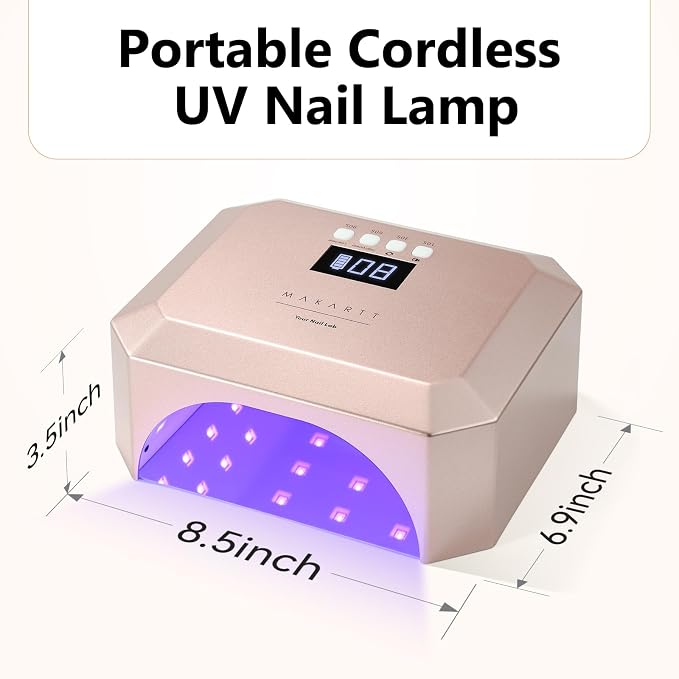 Makartt Professional UV LED Nail Lamp for Gel Nails, Salon Home DIY Use | Rechargeable 30W Nail Light with 39 LEDs Large Space 2600mAh Battery 4 Timers Auto Sensor Fast Curing for Salon, Rose Pink