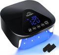 UV LED Nail Lamp with UV Gloves,Magnetic Metal Mirror Base Cordless Nail Dryer, Gel Polish Curing Light with 4 Timers,Touch Control Display,Auto Sensor for Professional Salon & Home
