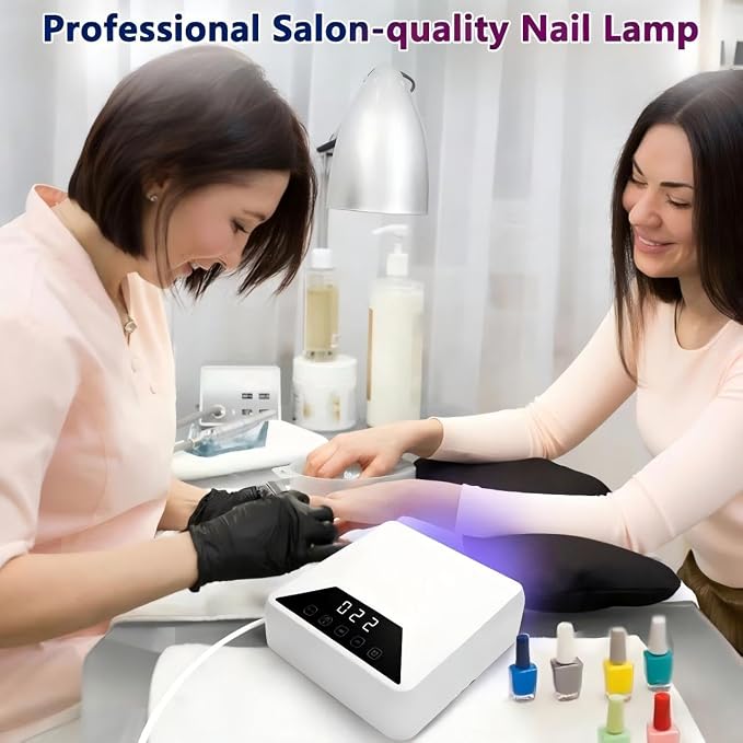 78W Plug in Nail Lamp, Professional Corded Nail Dryer for Gel Nails, UV LED Nail Lamp for Salon, Builder Gel & Press On Nails, Adjustable Stand for Hands & Feet, Toenail Curing Light