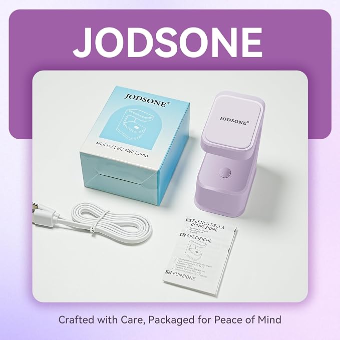 JODSONE U V Mini Nail Lamp 1500mAh Battery with Timer Cordless Portable LED Light Fast Curing for Gel Polish Purple