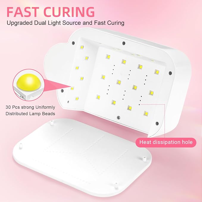 Cordless UV LED Nail Lamp with Arm Rest, Rechargeable Wireless Gel Polish Dryer for Mobile Tech, 2-in-1 Portable Curing Light with Soft Hand Pillow, High Capacity Battery, White