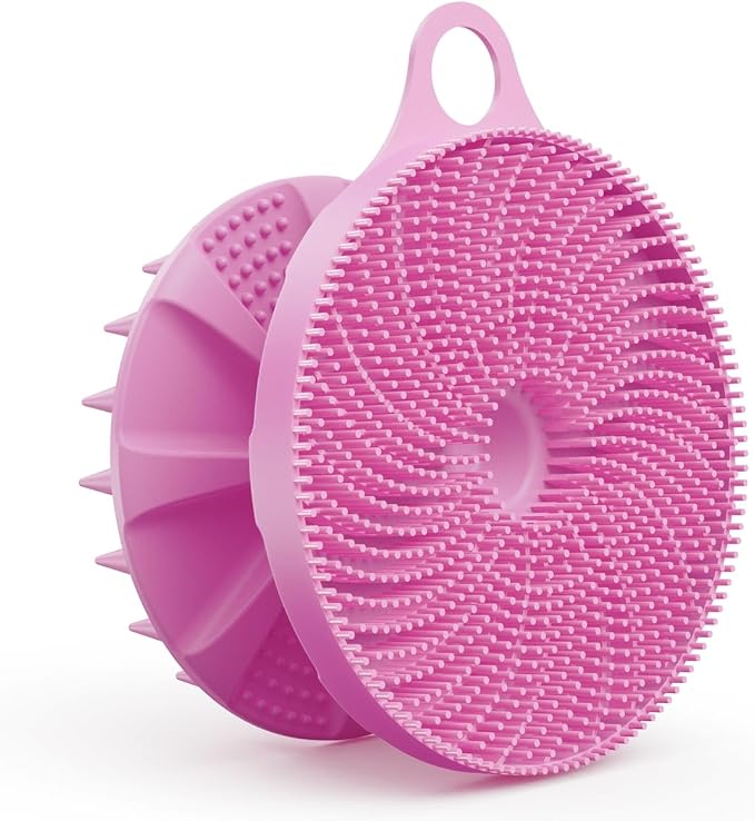 2 in 1 Shower Brush, BEAUTAIL Silicone Body Scrubber & Scalp Massager | Dual-Sided Bath Brush for Deep Cleansing & Dandruff Removal, Gentle Exfoliator for Sensitive Skin, Women, Men & Kids (Lilac)