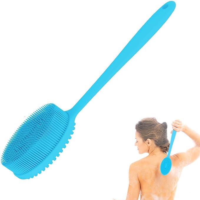 MateeyLife Silicone Body Scrubber Exfoliator with Handle, Gentle Back Scrubber, Shower Brush for Body, Bath Back Brush