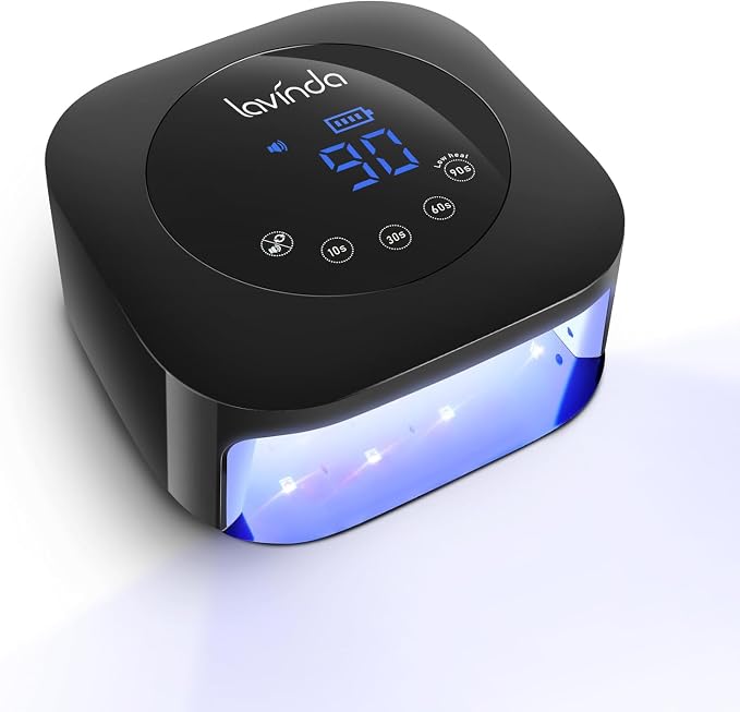Lavinda UV Nail Lamp for Gel Polish, Professional UV Light Nail Dryer Black | Gel Nail Lamp Cordless, Rechargeable Fast Curing Lamp with 4 Timer Setting Auto Sensor, 54W, 36 Dual Wavelength Lamp beads